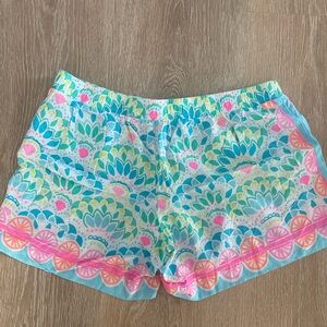 Lilly Pulitzer Blue and Pink Patterned Athletic Shorts